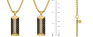 Esquire Men's Jewelry Diamond Dog Tag 22" Pendant Necklace (1/10 ct. t.w.) in Black Carbon Fiber & Gold-Tone Ion-Plated Stainless Steel, Created for Macy's